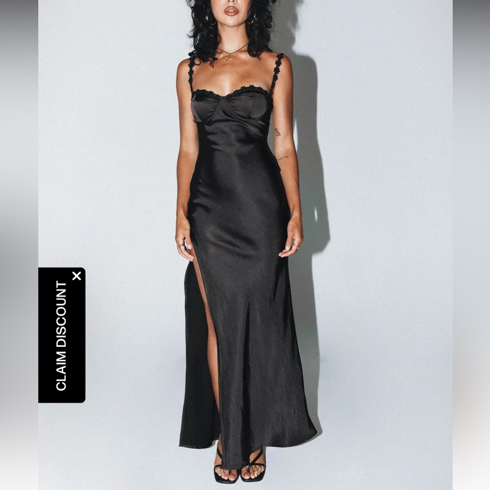 Princess Polly Black Satin Maxi Dress